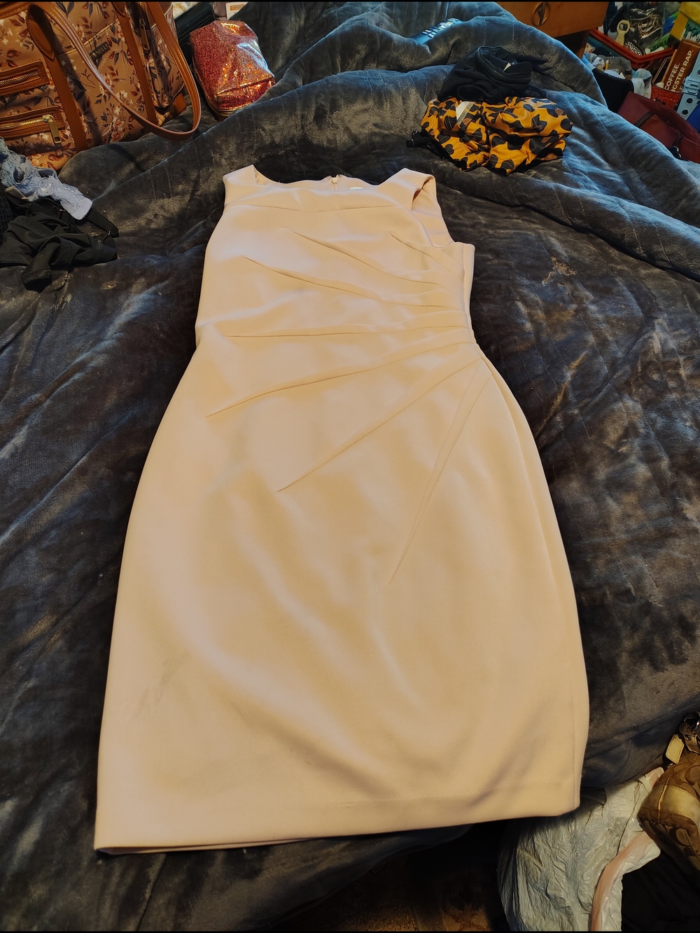 Calvin Klein Sleeveless Midi Sheath Dress in Light Blush
